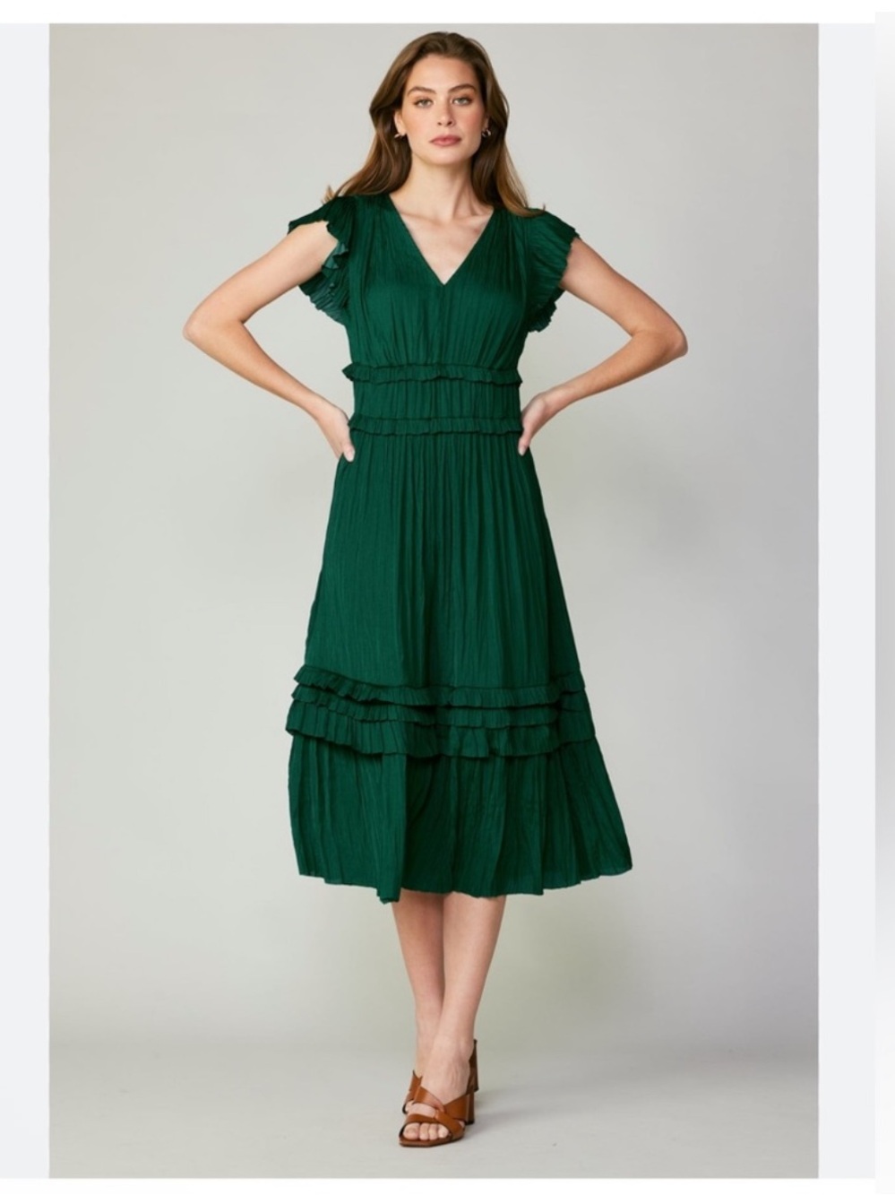 Anthropologie Current Air Sereia Pleated Midi Dress XS